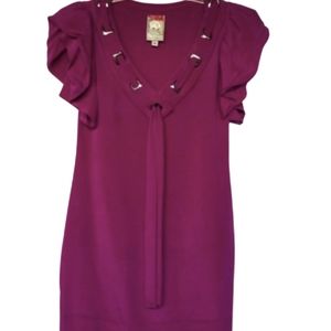 Yoana Baraschi Designer Unique Silk Purple w/ Pink Dress Ruffles XS quality